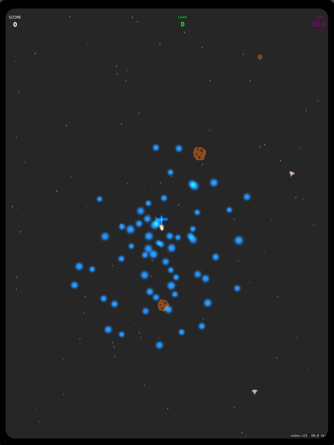 Space Run iOS gameplay - dodging asteroids and enemies